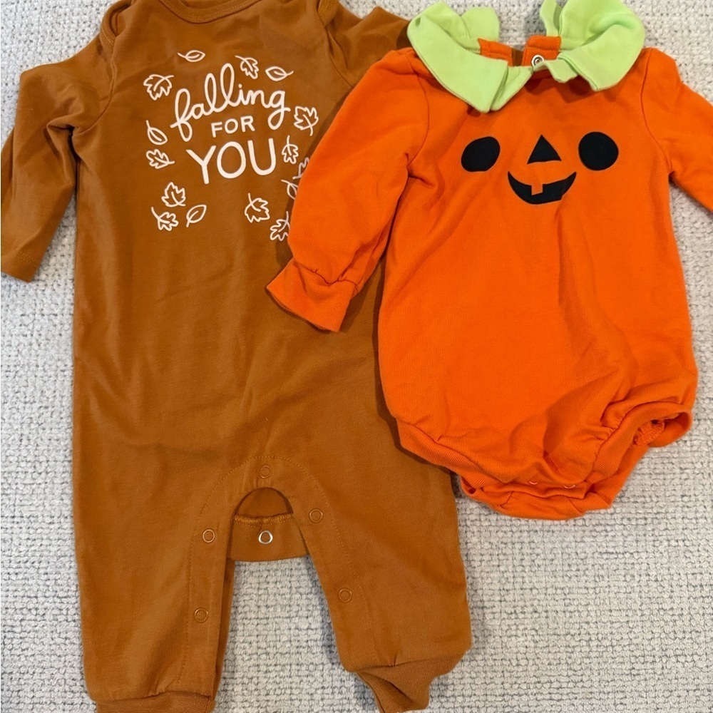 Cat & Jack Orange and Brown Kids One Pieces Footies